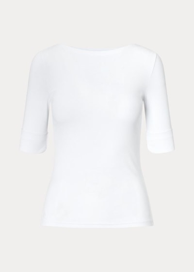 Tops Ralph Lauren Mujer Blancos - Cotton Boatneck - TESIL7845